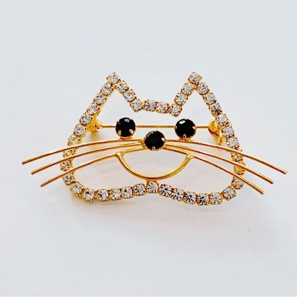 Vintage Rhinestone Cat Brooch​ - Picture 7 of 8